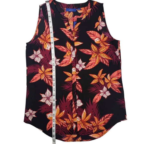 Apt 9 NWT Floral Pleat Back Button Down Sleeveless Shirt Size XS - Picture 9 of 13